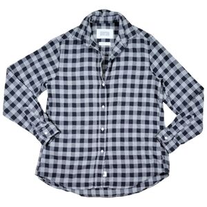 Grayson Hero Button Up Shirt Womens 2 Small Grey Buffalo Plaid Check Long Sleeve